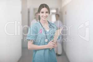 Composite image of breast cancer awareness ribbon