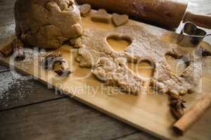 Close up of pastry dough on cutting board