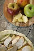 Close up of apple pie preparation