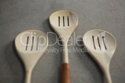 High angle view of spatulas on table