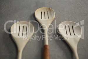 High angle view of spatulas on table