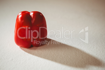High angle view of carved red bell pepper