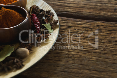 Various type of spices in bowl