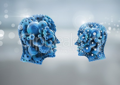 Cog heads with bright background