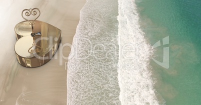 3D Heart key box on beach