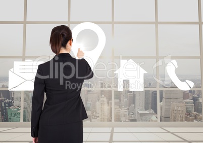 businesswoman using contact icon interface