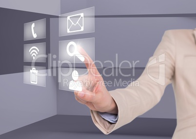 businessman using contact icon interface