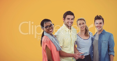 Creative people with orange background