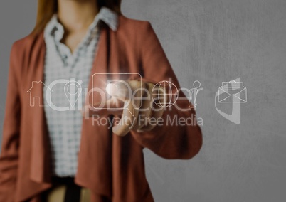 businesswoman using contact icon interface