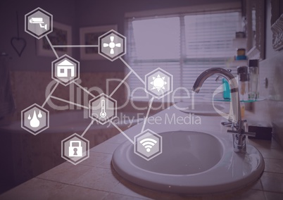 smart home interface at home bathroom