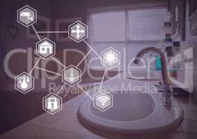 smart home interface at home bathroom