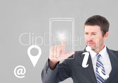 businessman using contact icon interface