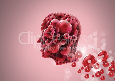 Cog head with red background