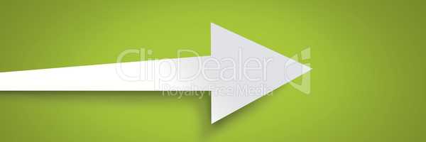 Long arrow pointing on green background