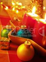 Colorful Christmas decoration with vintage baubles