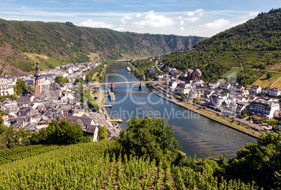 Cochem village at the Moselle riverbank in Germany