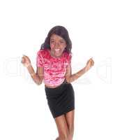 Happy exited African woman