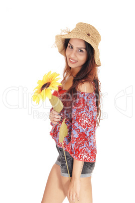 Beautiful woman with a sunflower