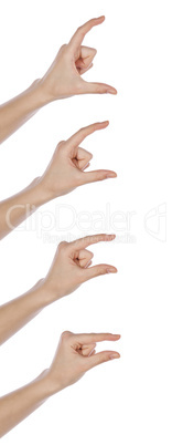 Different gesture of hands to hold something in different size