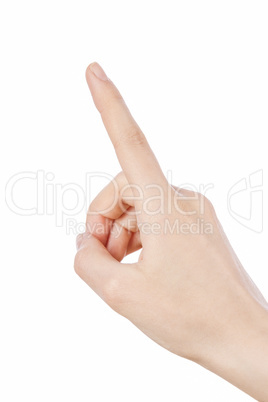 female hand touching and pointing to something