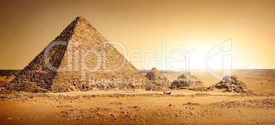 Egyptian pyramids in sand