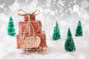 Christmas Sleigh On White Background, 2018