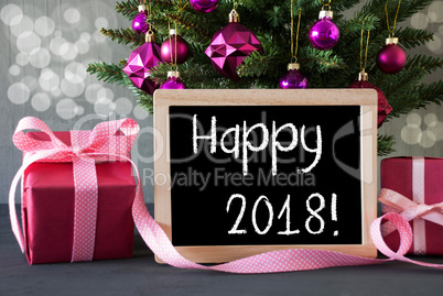 Tree With Gifts, Bokeh, Text Happy 2018