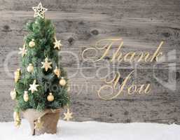 Golden Decorated Christmas Tree, Text Thank You