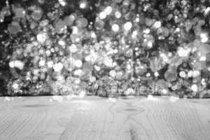 Christmas Background With Black And White Bright Glowing Lights