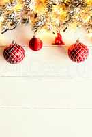Vertical Red Christmas Banner, Bokeh, Copy Space