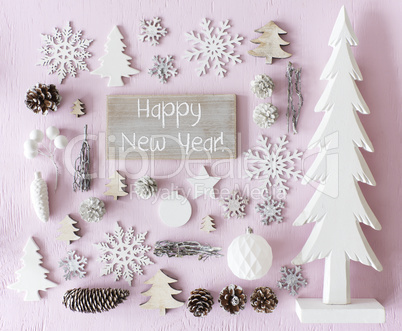 Christmas Decoration, Flat Lay, Text Happy New Year