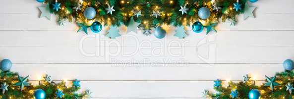 Turquoise Christmas Banner, Frame, Copy Space