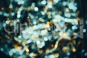 Glowing Turquoise Lights Background, Party, Celebration Or Christmas Texture
