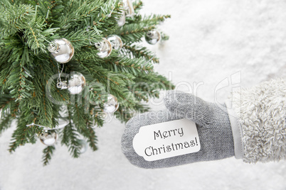 Christmas Tree, Glove, Text Merry Christmas