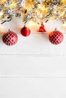 Vertical Red Christmas Banner, White Wood, Copy Space