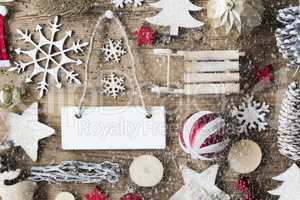 Rustic Christmas Flat Lay, Copy Space, Snowflakes