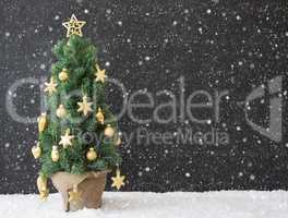 Christmas Tree, Snowflakes, Copy Space, Black Concrete