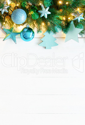 Turquoise Vertical Christmas Banner, Copy Space, Bokeh