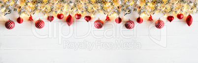 Red Christmas Banner, Bokeh, Copy Space