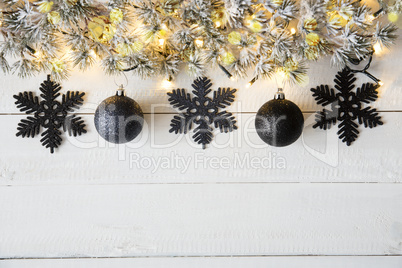 Black Christmas Banner, White Wood, Copy Space