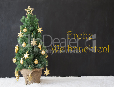 Tree, Frohe Weihnachten Means Merry Christmas, Black Concrete