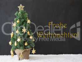 Tree, Frohe Weihnachten Means Merry Christmas, Black Concrete