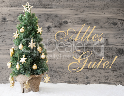 Golden Decorated Christmas Tree, Alles Gute Means Best Wishes