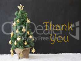 Christmas Tree, Text Thank You, Black Concrete