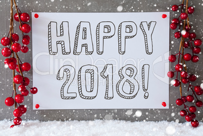Label, Snowflakes, Christmas Decoration, Text Happy 2018