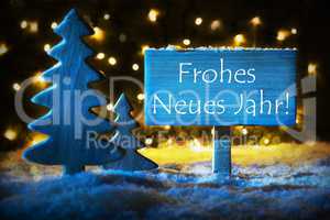 Blue Christmas Tree, Frohes Neues Jahr Means Happy New Year