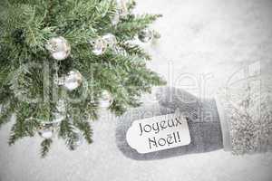 Christmas Tree, Glove, Joyeux Noel Means Merry Christmas, Snowflakes