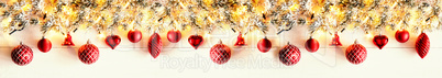 Red Panorama Christmas Banner, Bokeh