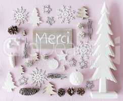 Christmas Decoration, Flat Lay, Merci Means Thank You