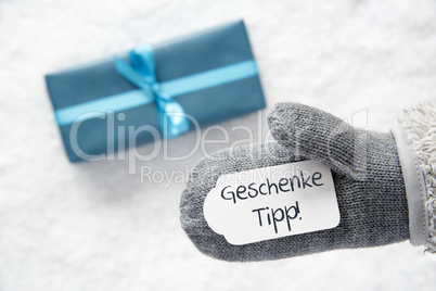 Turquoise Gift, Glove, Geschenke Tipp Means Gift Tip